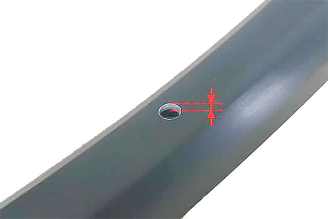 измерение диаметра входного отверстия под спицы